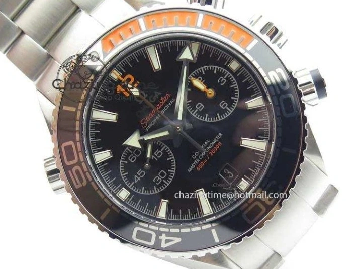 0413 Sustainable Planet Ocean Master Chronometer Chrono SS OM 1:1 Best Edition Black Dial On SS Bracelet A 8179